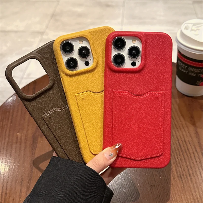 Фото Модный чехол для телефона с отделением для карт ярких цветов для iPhone 16 Pro Max 15 Pro 14 13 Pro Max Защитная силиконовая задняя крышка для камеры №1
