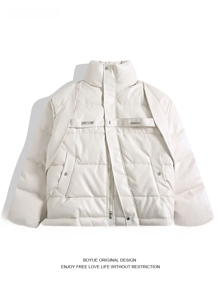 Boyue Ретро Yue Mei Sle Деконструйная короткая куртка из искусственной кожи с