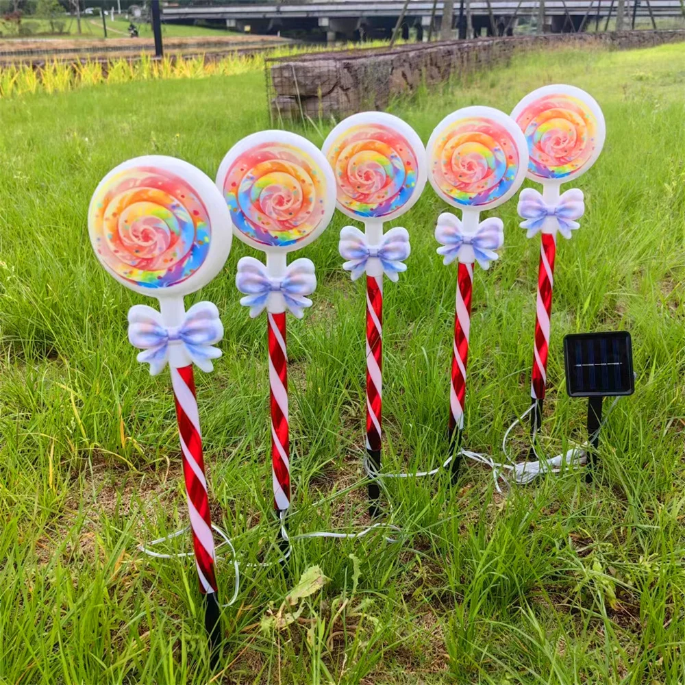 5 шт. солнечные фонари для газона уличный Рождественский лук леденец