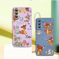 disney fawn bambi cute phone case for samsung galaxy s21 s22 pro s20 fe s10 note 20 10 plus lite ultra liquid rope cover