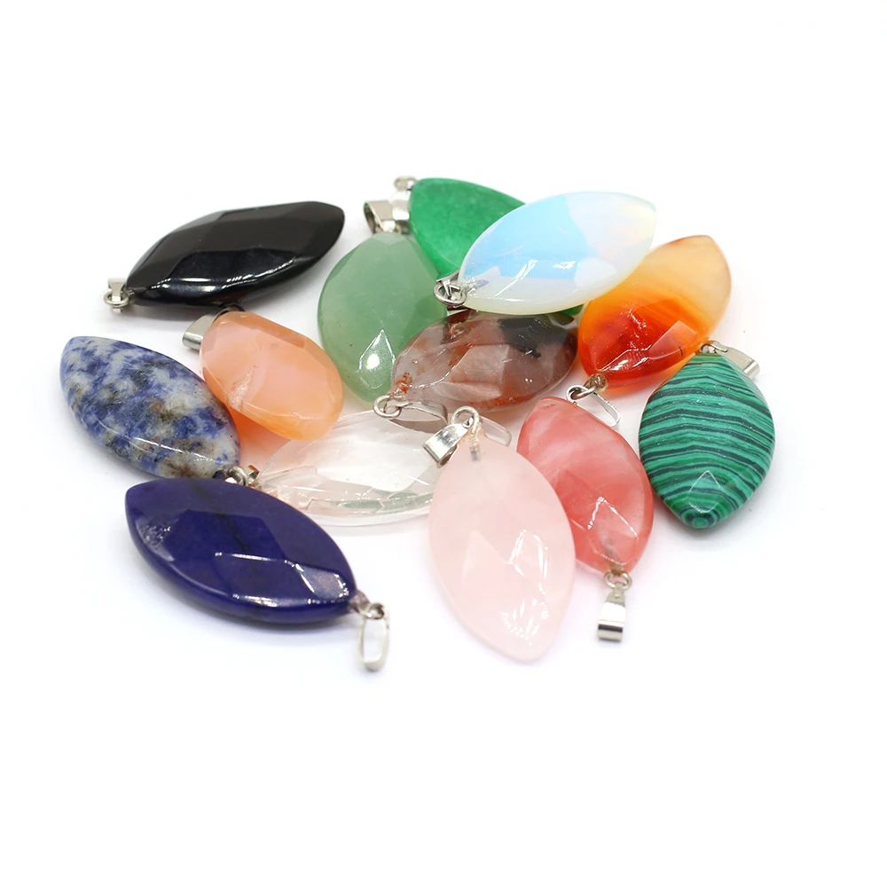 

6pc Natural Crystal Agate Stone Pendant Flat Oval Fashion Quartz Charms For Lady Jewelry Making DIY Necklace Accessories 10x33mm