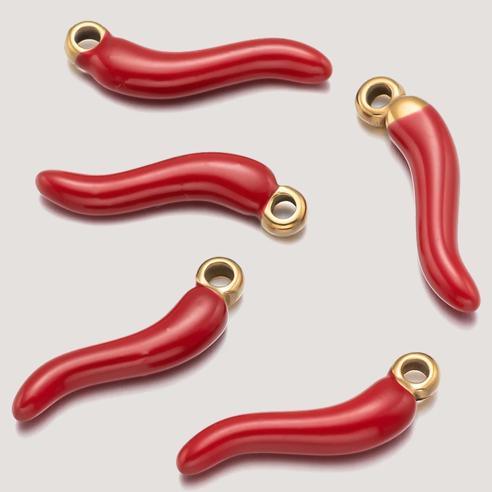 5 шт. 15/20 мм из нержавеющей стали красные маленькие серьги с перцем и едой подвески