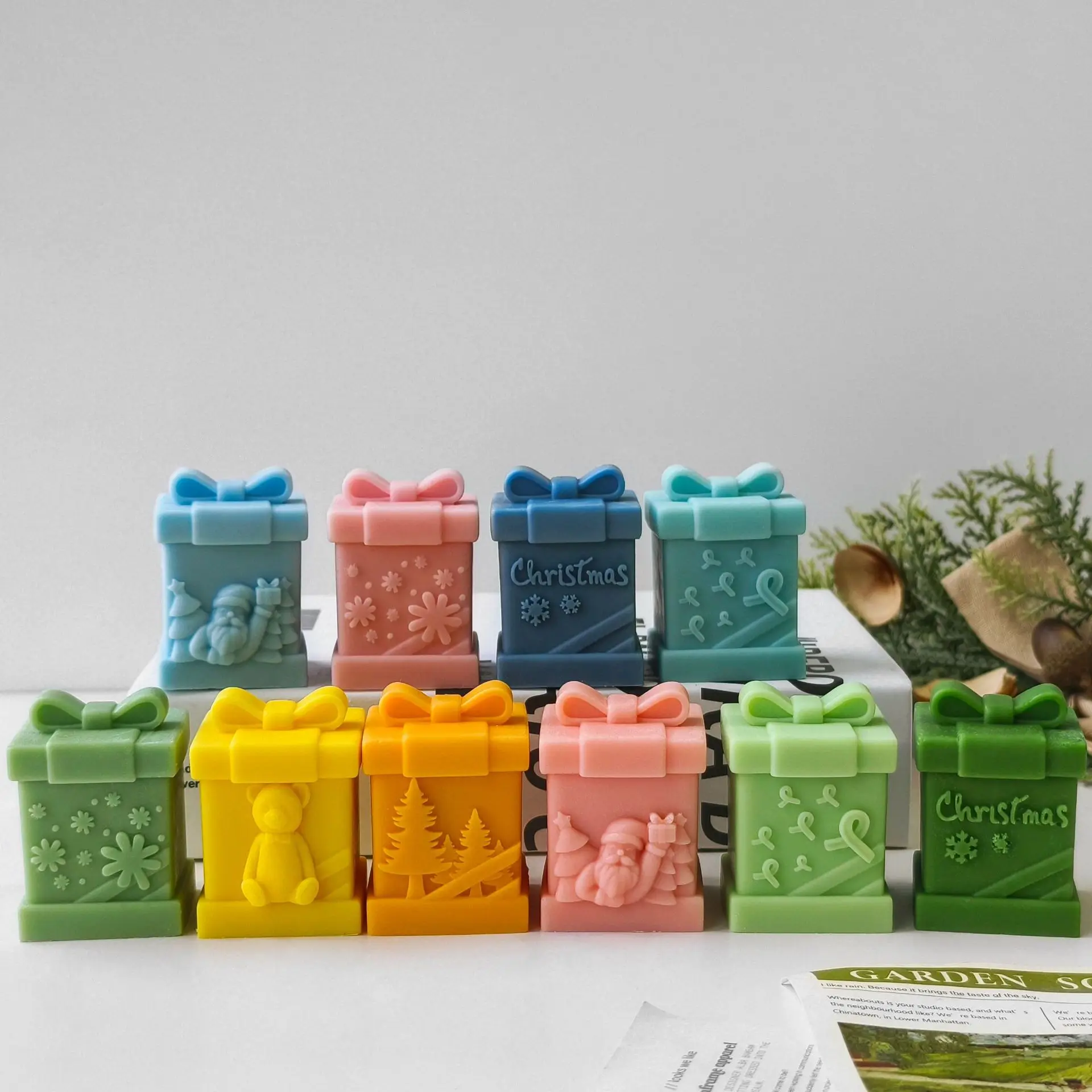 3D Рождественская Подарочная коробка силиконовая искусственная смола