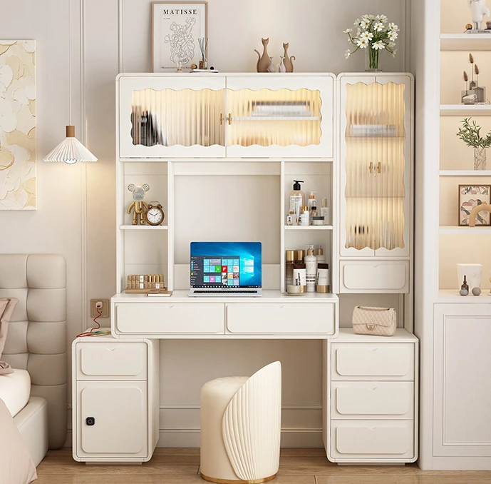 

Кремовый ветрозащитный туалетный столик высокий шкаф для спальни простой современный книжный шкаф комбинация с замком