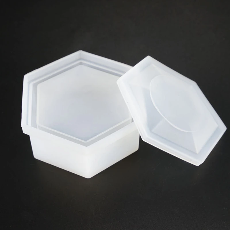 

Q81D DIY Hexagon Storage Box Mold Crystal Epoxy High Mirror Handmade Plum-shaped Silicone Mould Making Craft Molds Tools