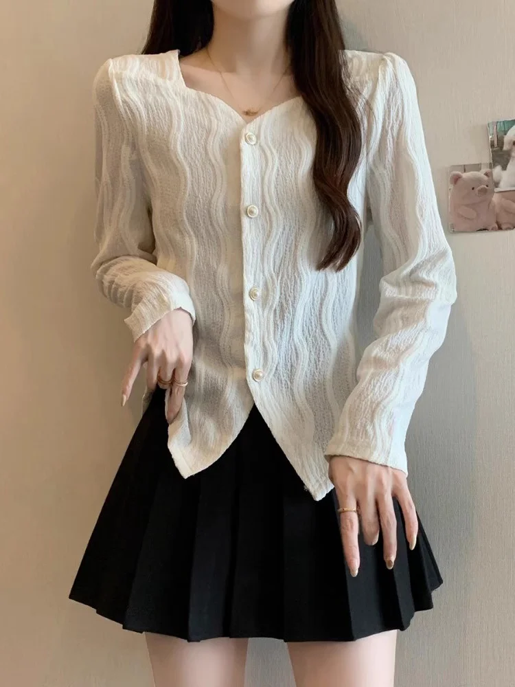 Женские весенние новые французские рубашки размера плюс шикарные с длинными