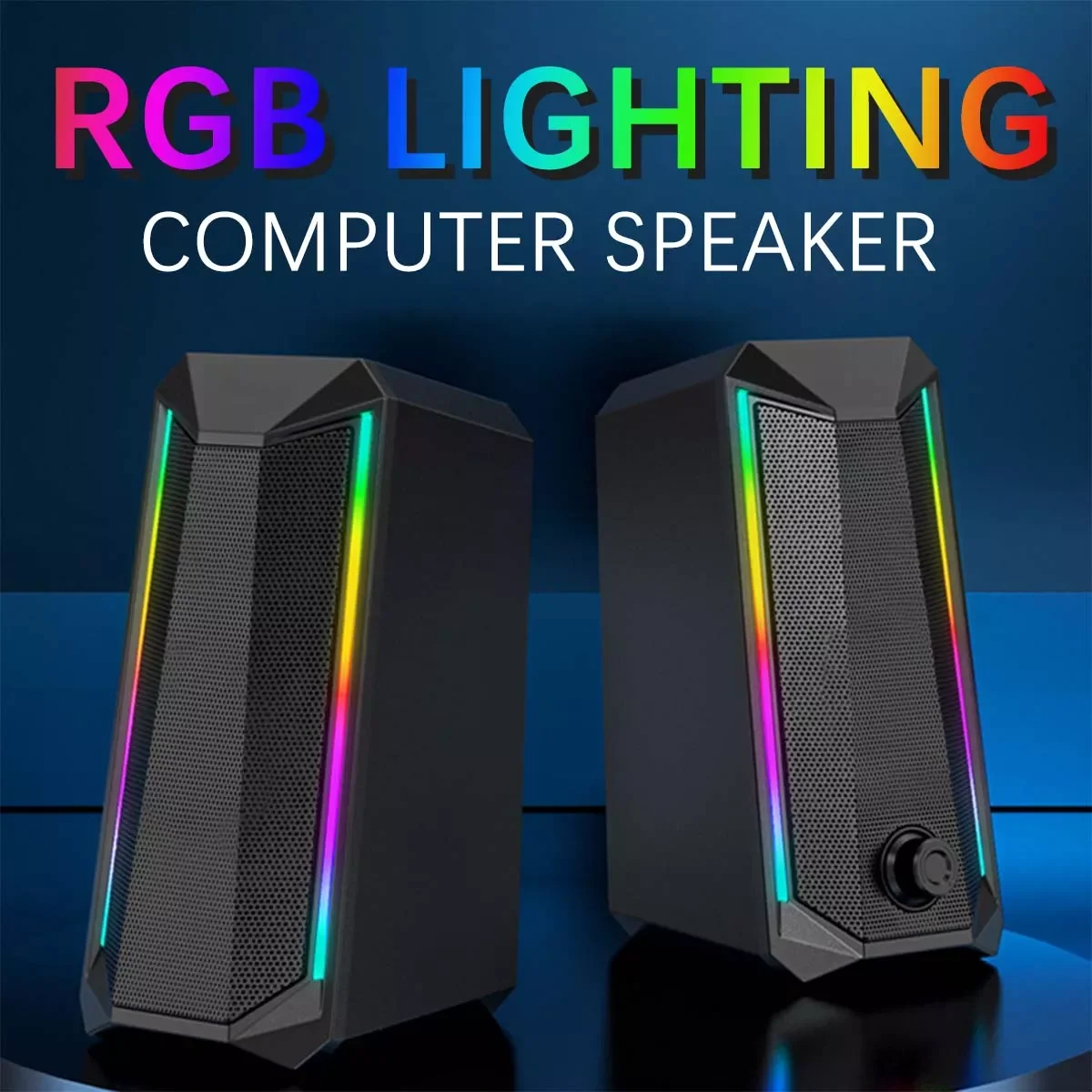 

K103 1Pair Touchtable Computer Speakers Dual Deep Bass Speakers Laptop Speakers Bass Stereo Subwoof RGB Light for PC Laptop TV