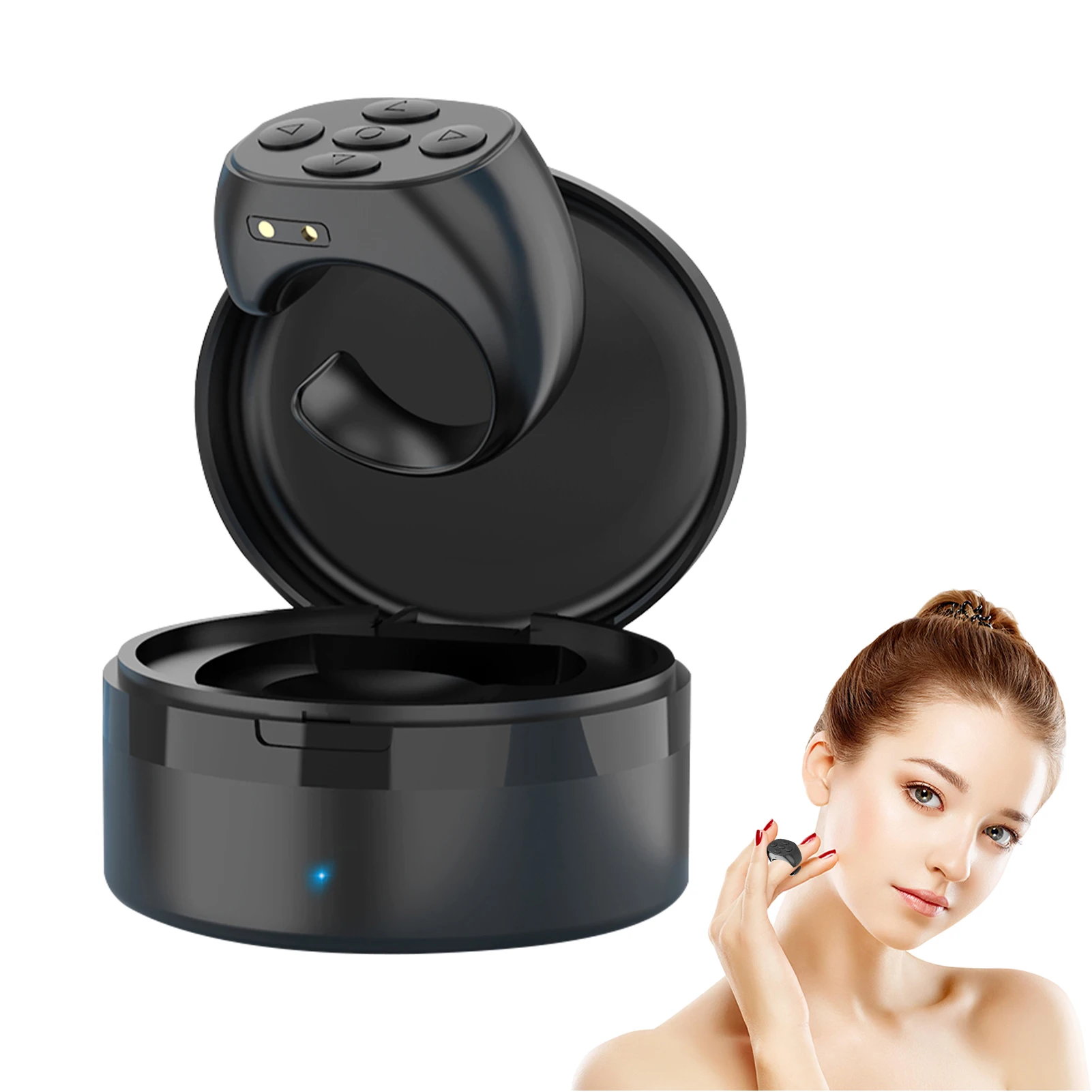 

Wireless Fingertip Page Turner | Durable Remote Control With Charging Case | Rechargeable Camera Remote Shutter For Phones