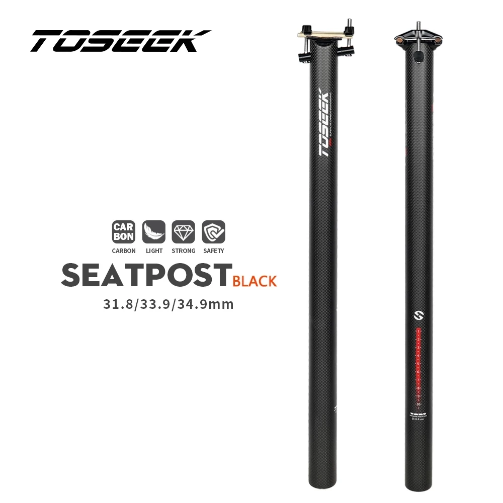 

TOSEEK Carbon Seatpost 31.8/33.9/34.9mm Folding Bike Seat Post Tube Bicycle Parts Length 600mm Matte Black