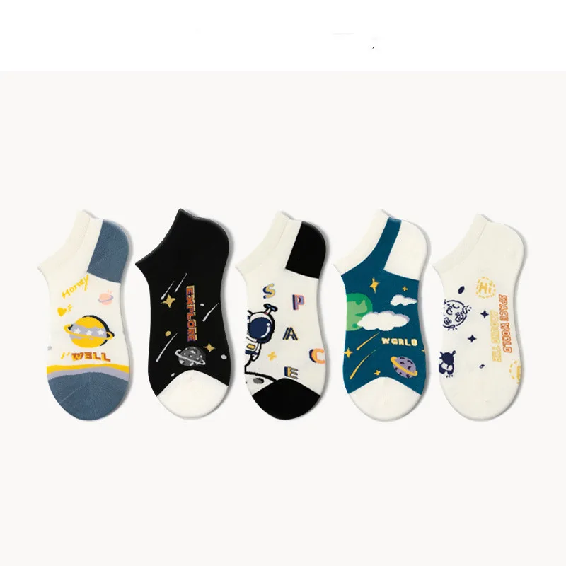 Lumi cartoon tide socks female original planet shallow mouth short tube women's boat socks couple low socks