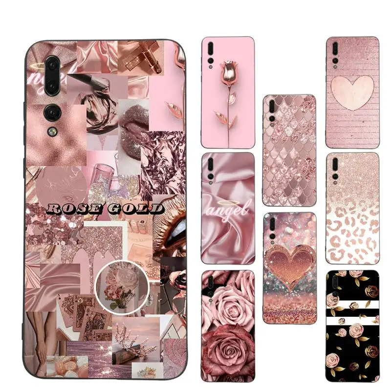 

Love Rose Gold Style Phone Case for Huawei P30 40 20 10 8 9 lite pro plus Psmart2019
