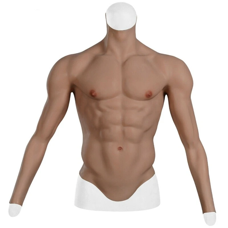 Realistic Silicone Male Chest Abdominal Muscle Suit Vest with Arms for Cosplay Body Shaping Shapewear