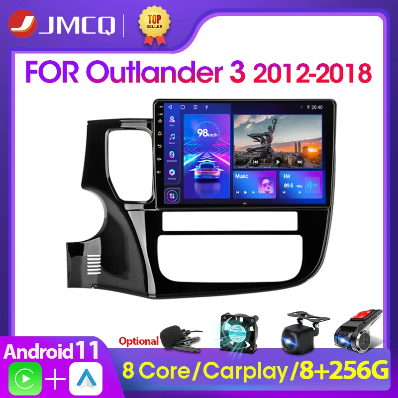 Мультимедийная магнитола JMCQ, мультимедийный видеоплеер на платформе Android 11 с GPS-навигацией для Mitsubishi Outlander 3 2012-2018, 2din Carplay