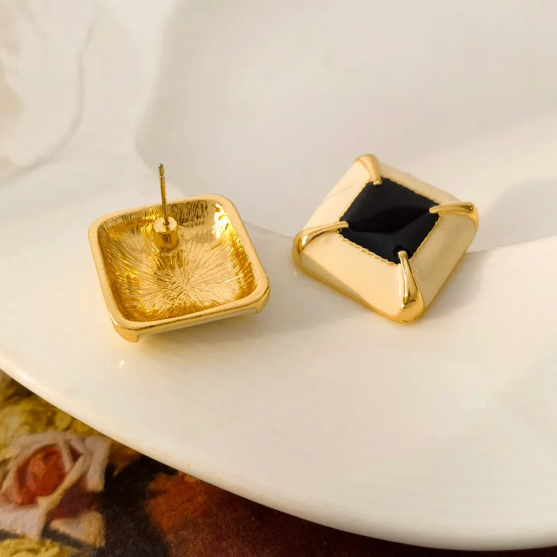 S925 Серебряные иглы средневековые изящные серьги-гвоздики простые квадратные