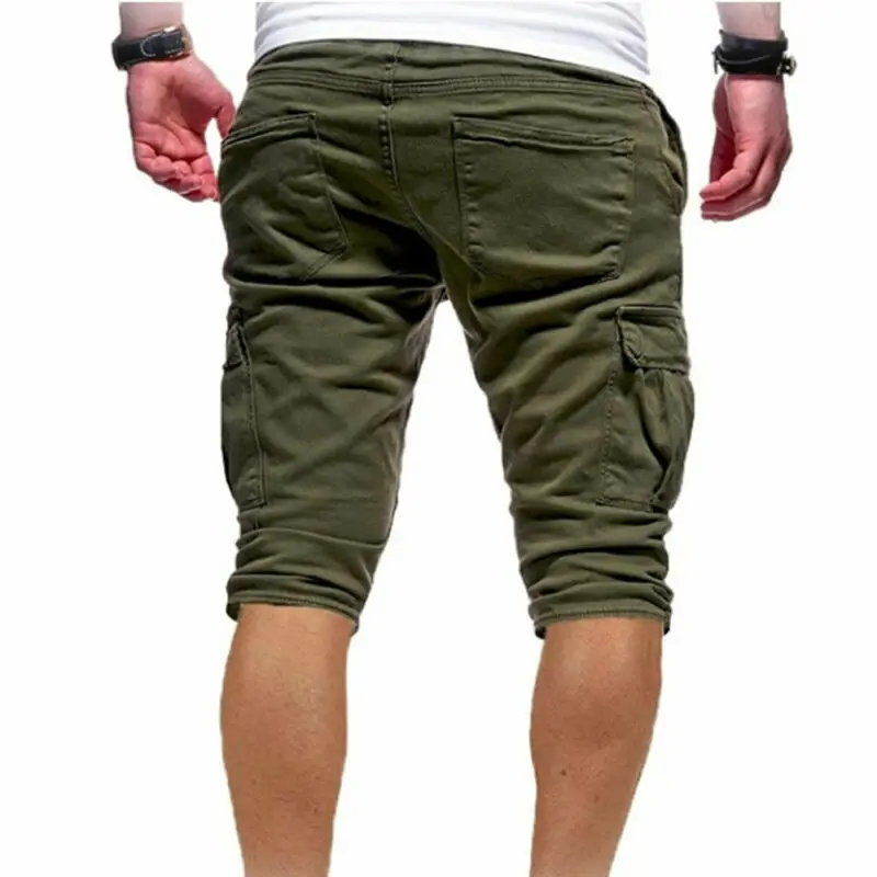 Shorts Baggy  Waist Pockets Knee-Length Shorts Black Green White KHaki Gray