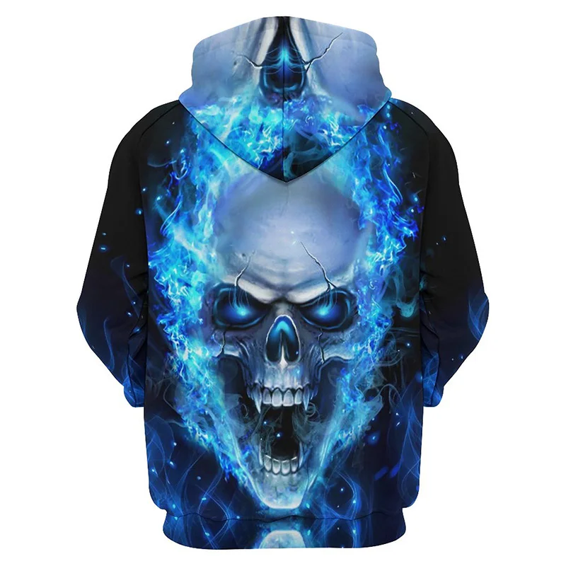 

Skull Flame Graphic Hoodie Men Clothing 3D Horror Goth Skeleton Printed Hoodies Women Harajuku Fashion y2k Pullover Hooded Hoody