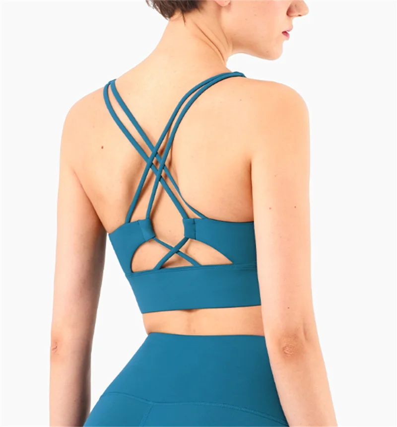 

Summer Women High Impact Shock Proof Bra Women Nake Feeling Breathable Cross Back Design Running Firness Bra