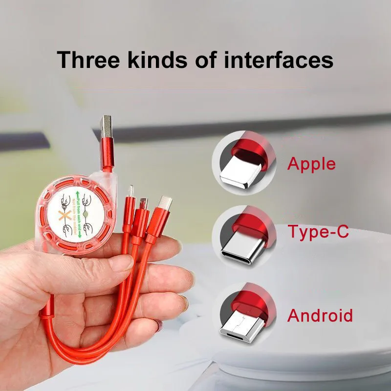 voxlink 3 in 1 retractable usb cable for iphone xs x charging charger micro usb cable for android usb type c mobile phone cables free global shipping