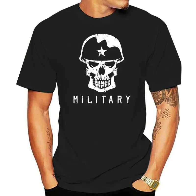 

SKULL MILITARY HELMET ARMED SPECIAL FORCES DEAD Mens Black T-Shirt
