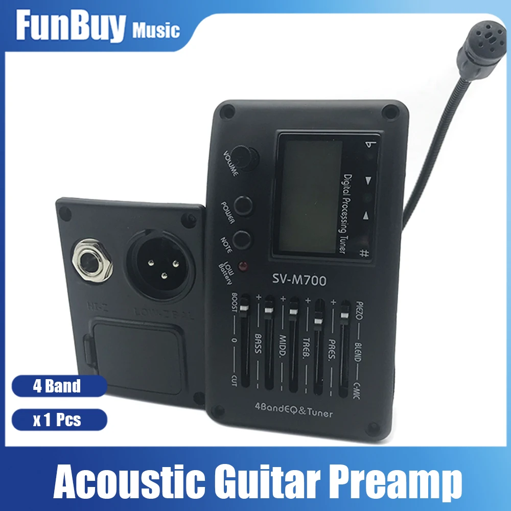 SV-M700 4-Полосная Акустическая гитара EQ эквалайзер с тюнером и