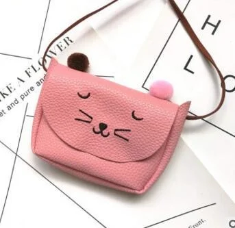 

Children's Little Cat Small Coin Purse PU Leather Hairball Baby Kids Lovely Mini Shoulder Crossbody Bags Boys Girls Accessories