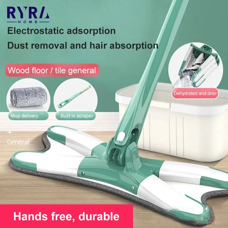 

Microfibre Fabric X-type Flat Floor Mop Professional Cleaning 360 Degree Squeeze Mop Hand-free Wash Lazy Mop Home Cleaning Tool
