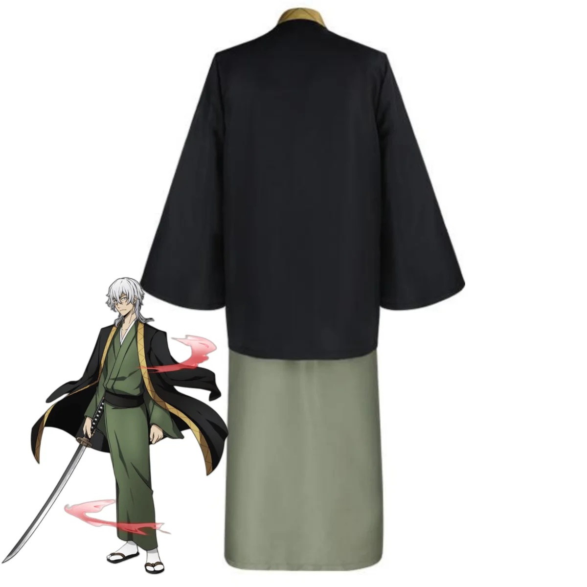 Фото XQAnime Bungo Stray Dogs Fukuzawa Yukichi Косплей Костюм Член детективного агентства Японское кимоно Плащ Парик Человек Костюм на Хэллоуин №4