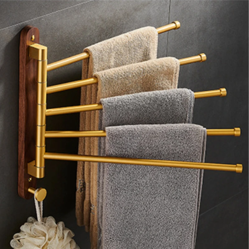 Вращающаяся вешалка для полотенец из ореха и алюминия