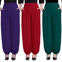 new summer women wide leg solid color loose high waist skirt pants female bottoms casual ankle length plaid pants