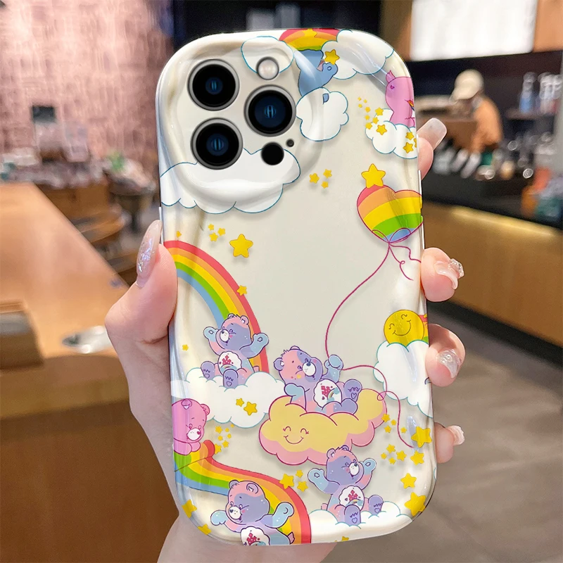 Фото Чехол Care Bears Wave для iPhone 16 E 15 Pro Max 14 13 12 Mini 11 Pro Max XS X 8 7 Plus Мягкие силиконовые противоударные чехлы Funda №5