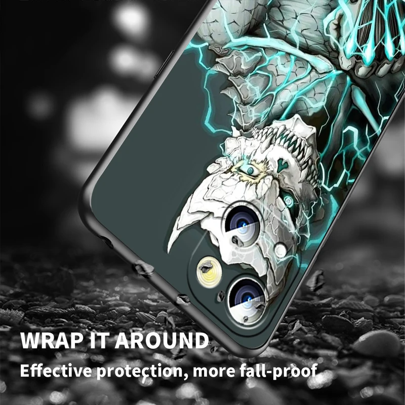 Классный милый черный мягкий чехол для телефона с аниме K-Kaiju No. 8 iPhone 15 14 13 12 11 XS XR X 7