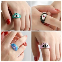 enamel engrave chunky bohemian evil eyes rings wide big gold cz eternity anillos mujer rings for women drop shipping jewelry