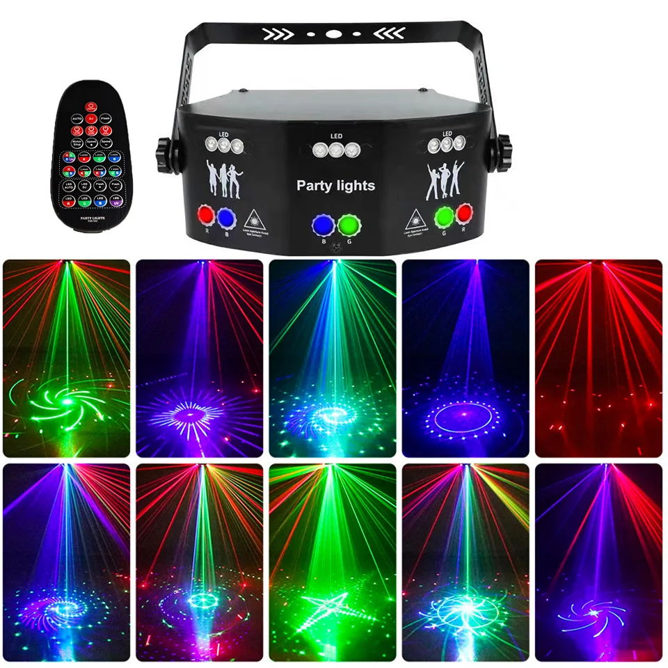 15 EYE Beam Laser Led Lights Projector RGB DMX DJ Disco Lighting Strobe Sound Controller Music Stage Party Lights Effect Club