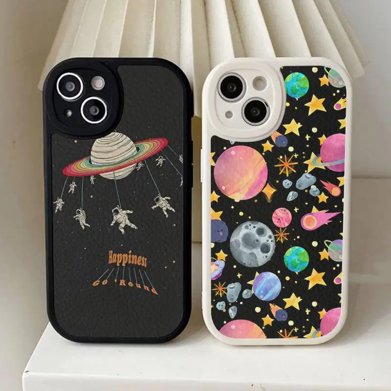 

Outer Space Planet Stars Moon Phone Case Hard Leather For iPhone 14 13 12 Mini 11 14 Pro Max Xs X Xr 7 8 Plus