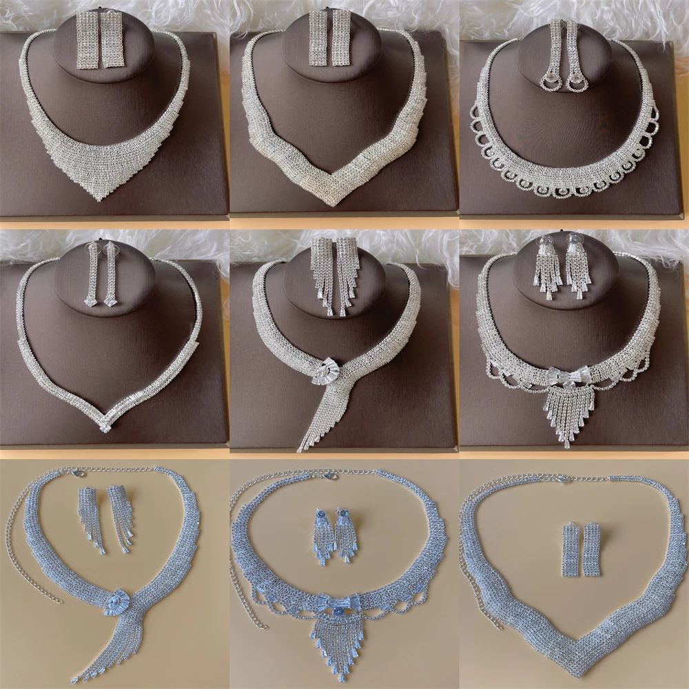Модные стразы Кристальные Свадебные Ювелирные наборы для женщин Очаровательное