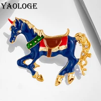 yaologe blue black enamel horse brooches for women men trends alloy steed animal brooch pins office casual jewelry gifts %d0%b1%d1%80%d0%be%d1%88%d1%8c