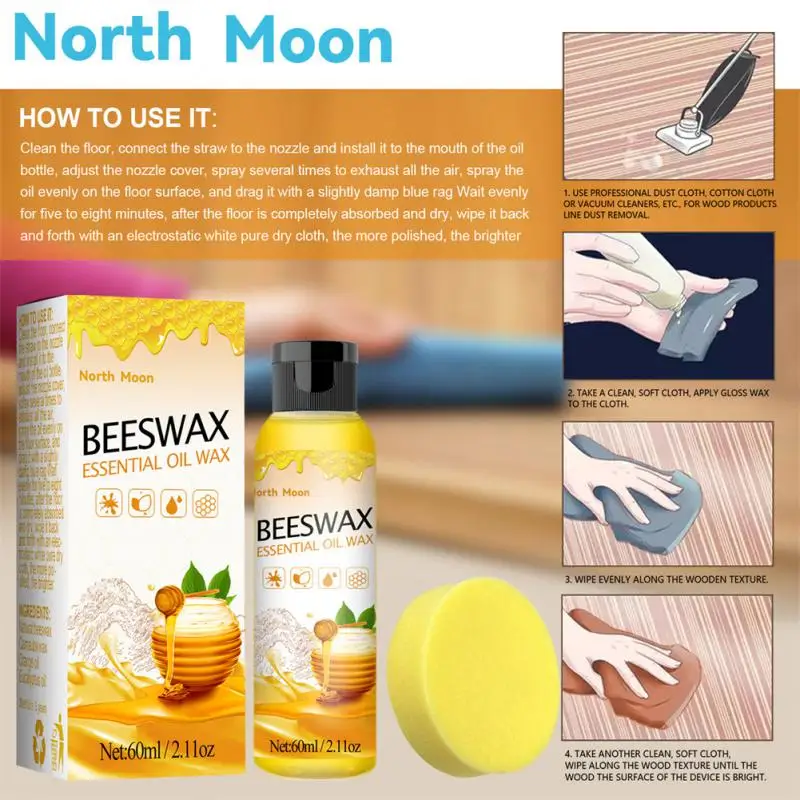 

Wood Floor Care Natural Beeswax North Moon Furniture Brightening Removing Scratches Mahogany Polishing Waxing Solid