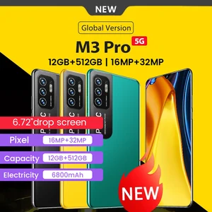 global version m3 pro smartphone 12gb512gb android 10 mobile phone 4g5g unlocked 6 72inch cellphones telefonos celulares free global shipping