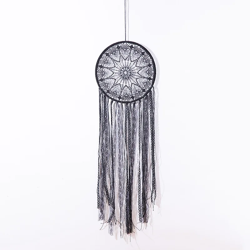 

Black Lace Triangle Circle Dream Catcher Fringe Wind Chimes Wedding Decorations Shooting Background Wall Home Decorations