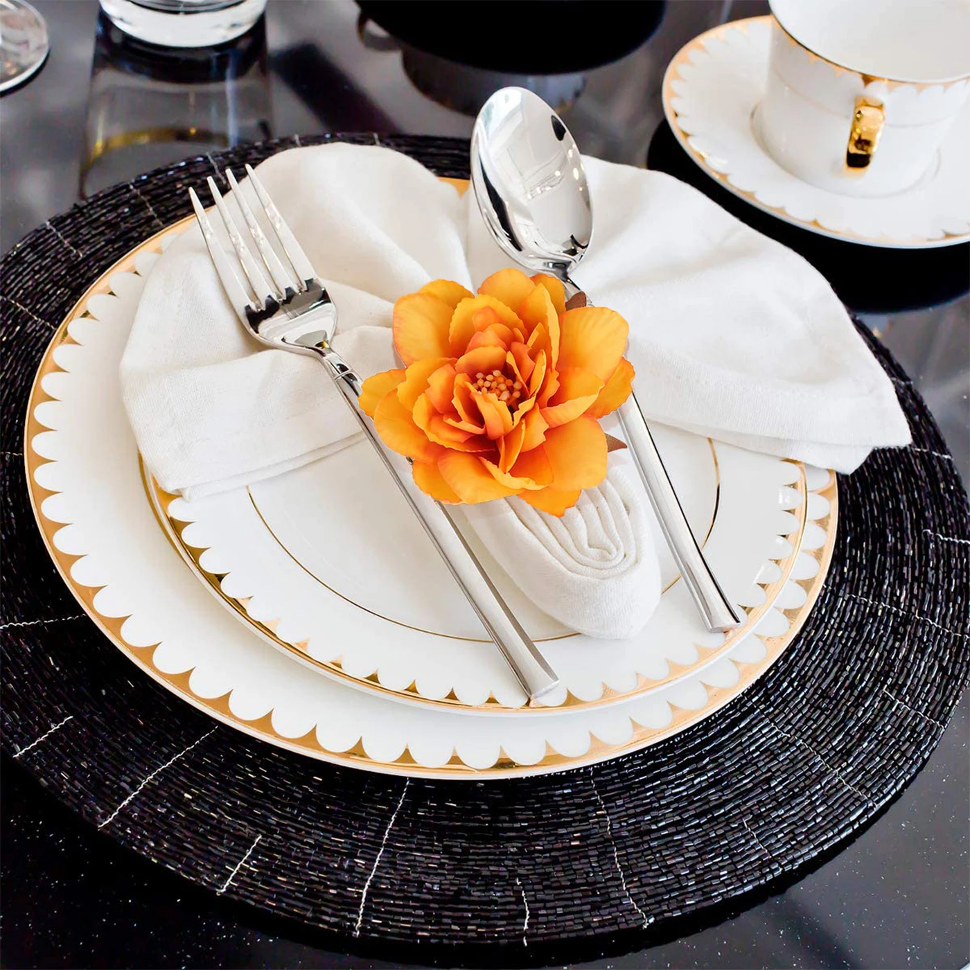 Набор декоративных колец для салфеток ручной работы с цветами набор из 4