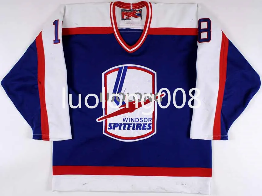 

Custom Vintage 2000-01 Jason Spezza Windsor Spitfires Hockey Jersey Embroidery Stitched Customize any number and name Jerseys