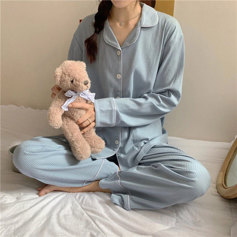 

Sleeve Sleepwear Pijama Pajamas Suit Loungewear 2023 Female Sleep Two Piece Set Homewear Womens Pajamas Pyjamas Set Long