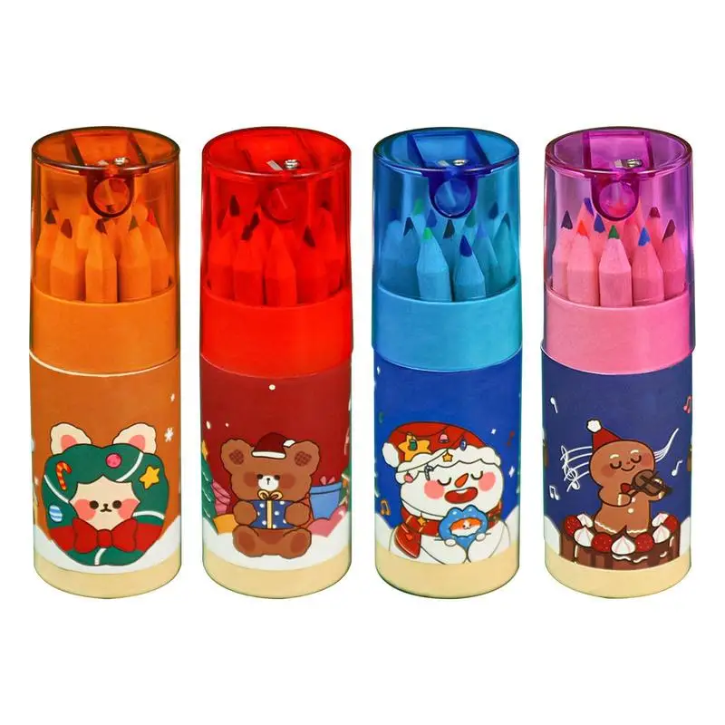 S Colored Pencils With Sharpener 12pcs Kids Colored Pencils With Case Christmas Designs Mini Colored Pencils Ca