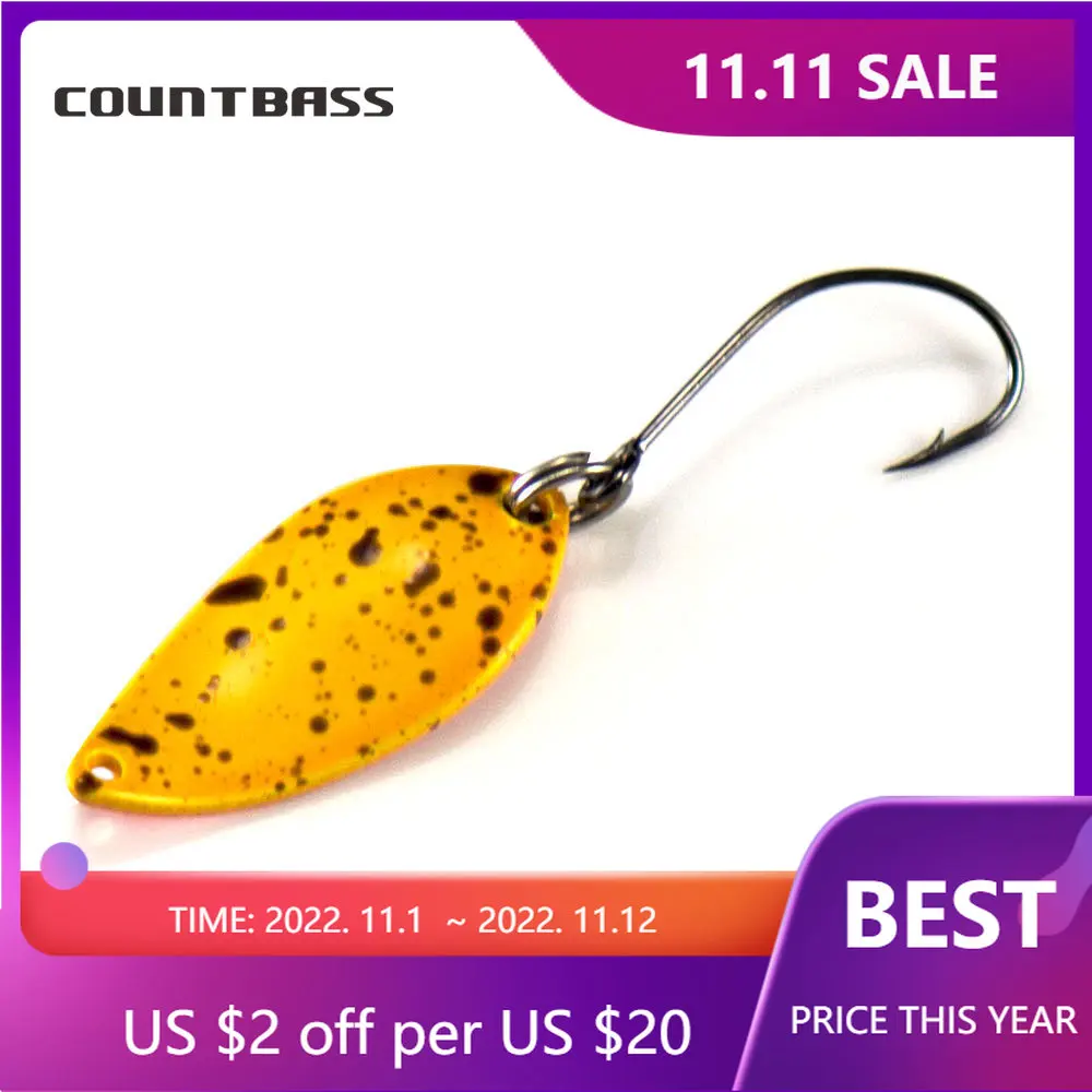 

COUNTBASS Brass Casting Spoon With Korean Single Hook 2.3g 3/32oz Salmon Trout Pike Fishing Lures, Crappie Fish Bait