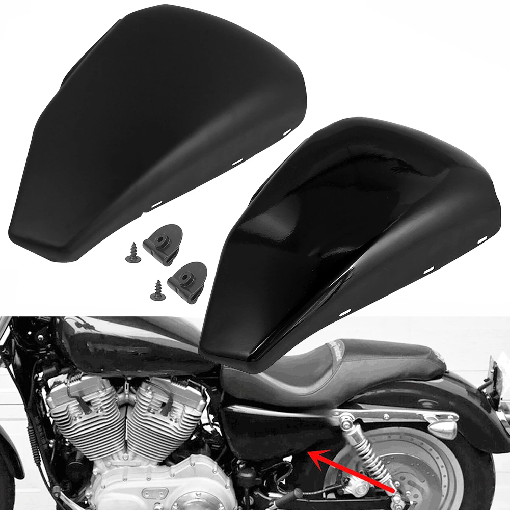 Motorcycle Left Side Battery Cover For Harley Sportster XL Iron 883 1200 Custom Forty Eight 2004-2013 2014-2017 15 16 12 Black