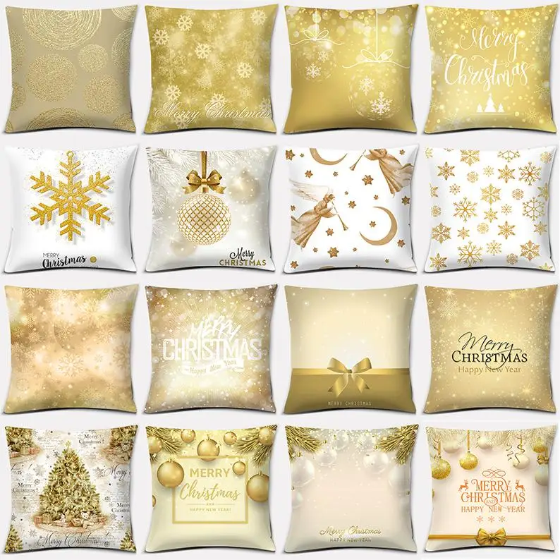 

Gold Christmas Decoration Series Pillow Gift Home Office Decoration Pillow Bedroom Sofa Car Cushion Cover