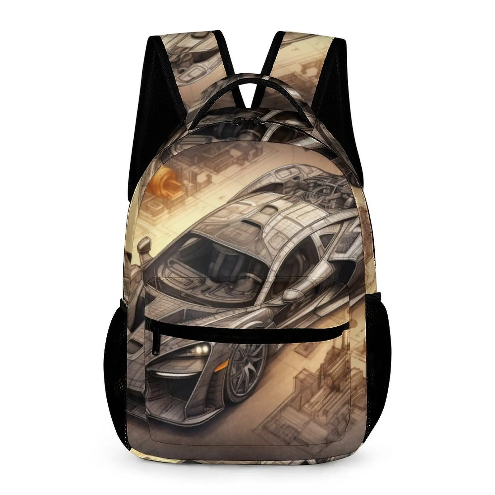 

Fantastic Sports Car Backpack Pencil Drawing Schematics Elegant Backpacks Boy Girl Daily Pattern School Bags Design Rucksack