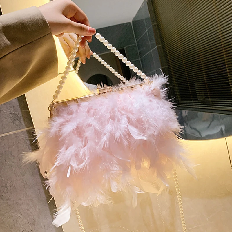 

Элегантные женские свадебные сумки с перьями женская розовая вечерние ничная сумка для церемонии клатч с искусственными перьями