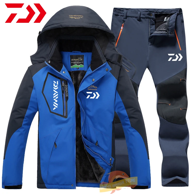 

Daiwa for Winter Plush Thicken Fishing Sets Men's Outdoor Camping Hiking Waterproof Tracksuits Thermal Windproof Fishing Clothes