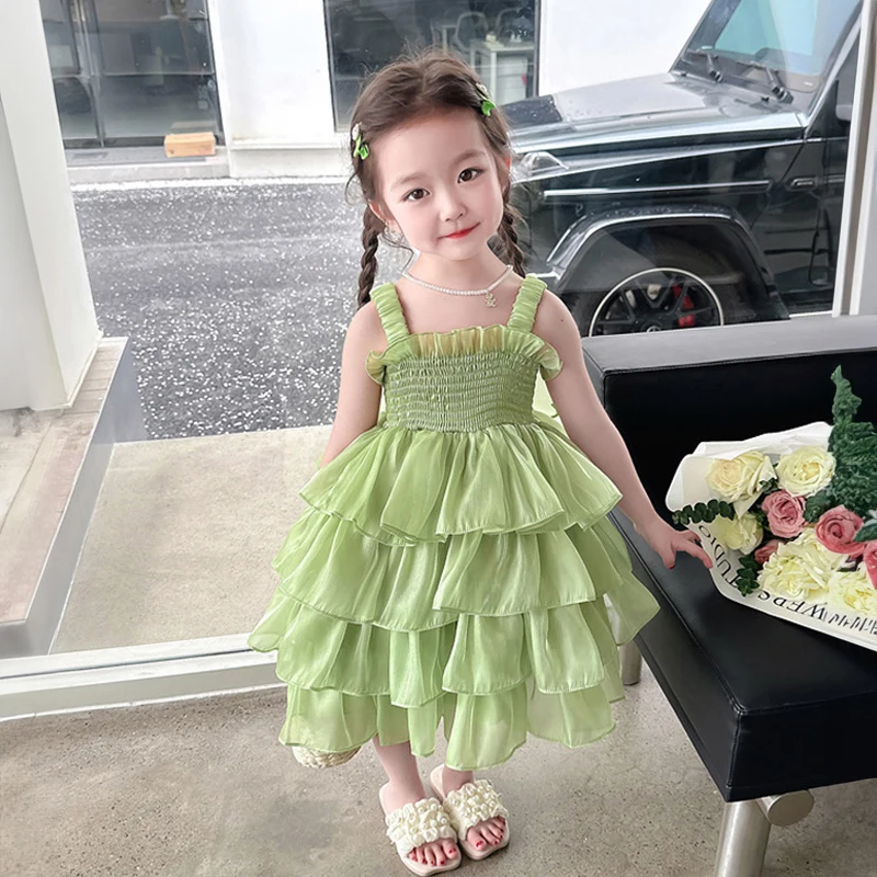 

Toddler Butterfly Dress Girls Birthday Party Short Evening Gowns Pink Green Kids Cute Princess Layered Dresses Luxury Pageant
